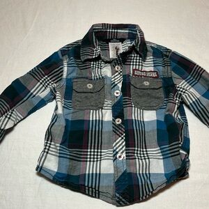 18M Guess Jeans plaid button down shirt